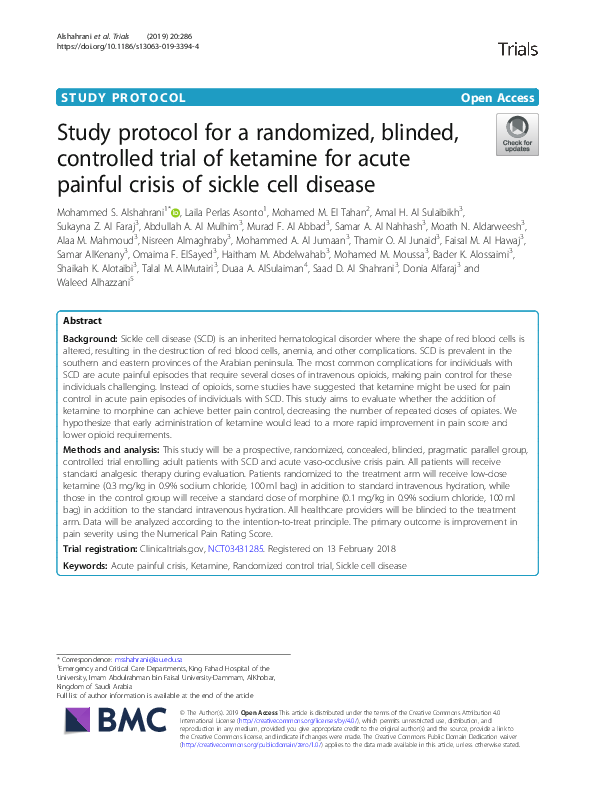 (PDF) Study protocol for a randomized, blinded, controlled trial of ...