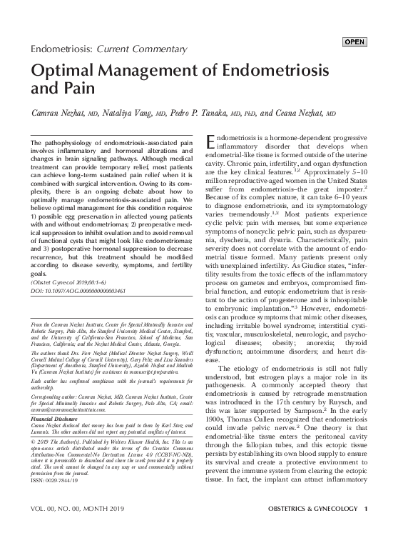 (PDF) Optimal Management of Endometriosis and Pain Ceana Nezhat