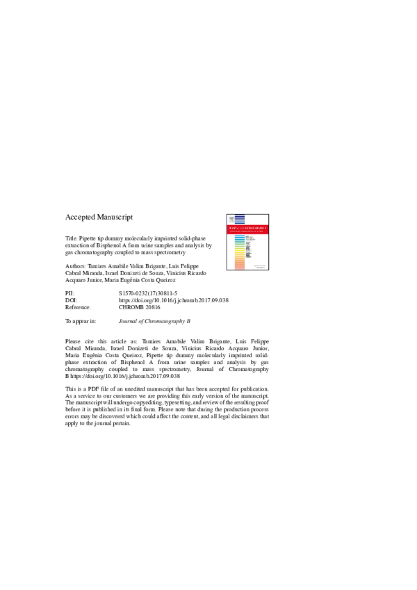(PDF) Pipette tip dummy molecularly imprinted solid-phase extraction of ...