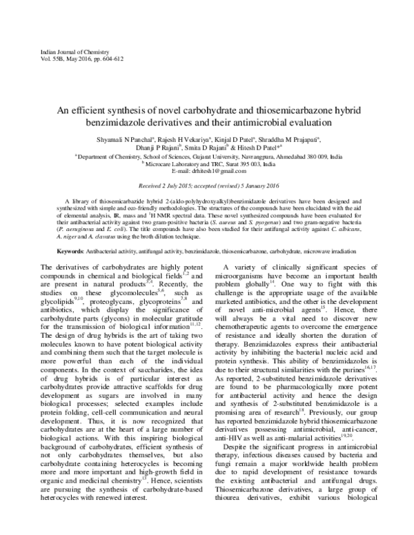 (PDF) An efficient synthesis of novel carbohydrate and ...
