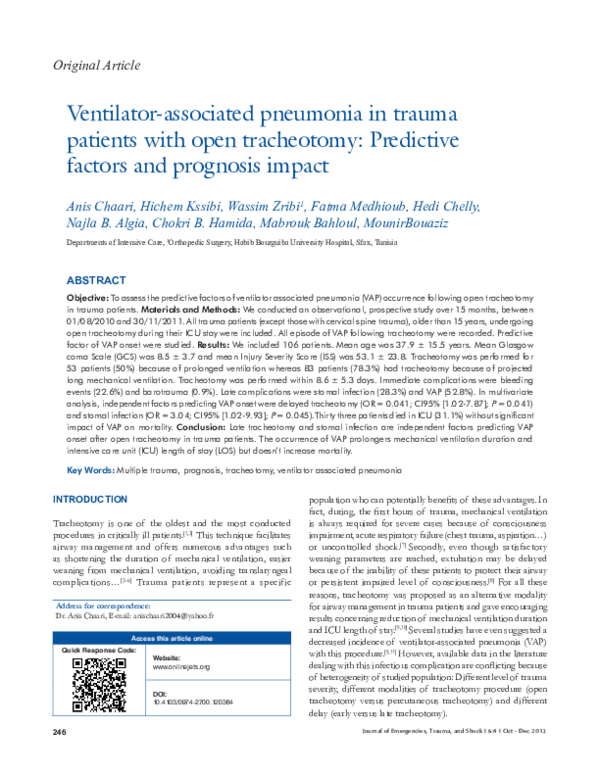 (PDF) Ventilator-associated pneumonia in trauma patients with open ...