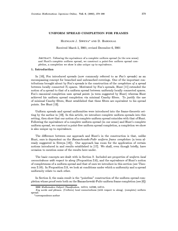 (PDF) Uniform spread completion for frames