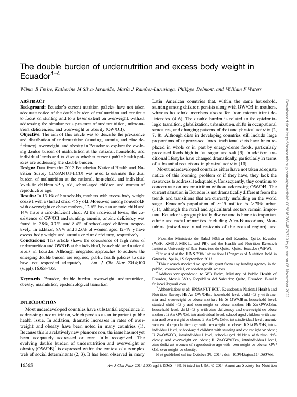 (PDF) The double burden of undernutrition and excess body weight in Mexico