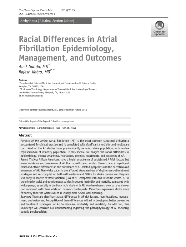 (PDF) Racial Differences in Atrial Fibrillation Epidemiology ...