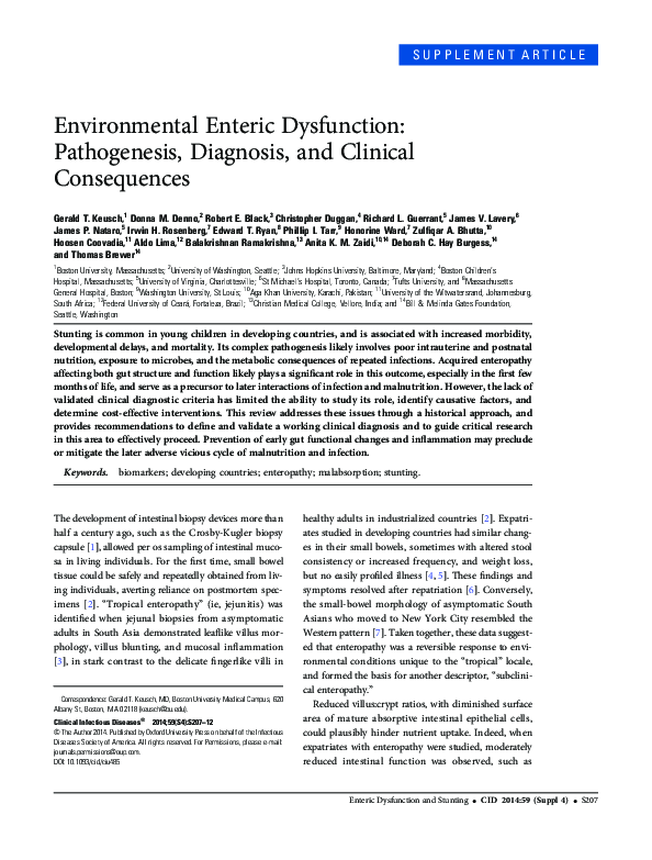 (PDF) Environmental enteric dysfunction: pathogenesis, diagnosis, and ...