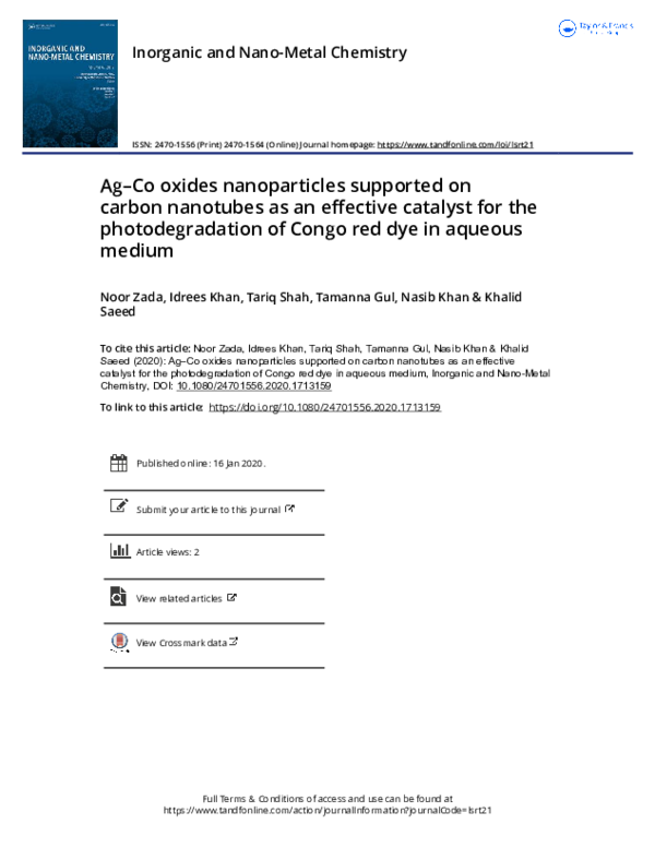 (PDF) Ag–Co oxides nanoparticles supported on carbon nanotubes as an ...