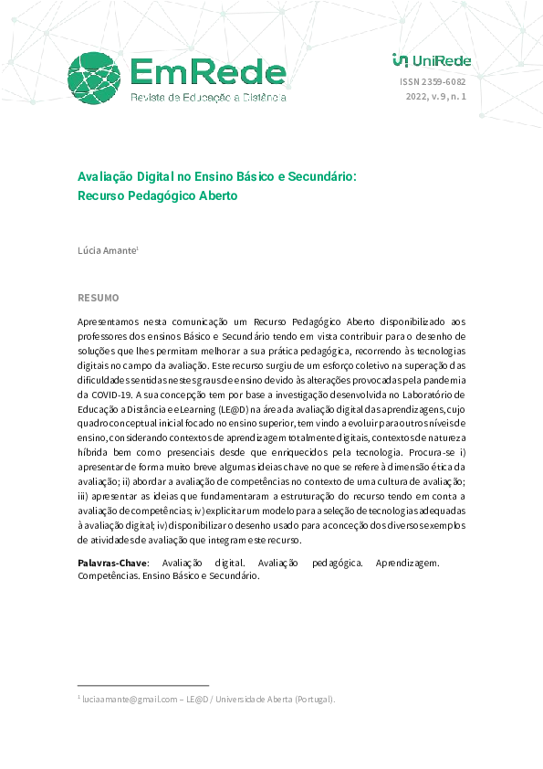 (PDF) Avaliação Digital no Ensino Básico e Secundário: Recurso ...