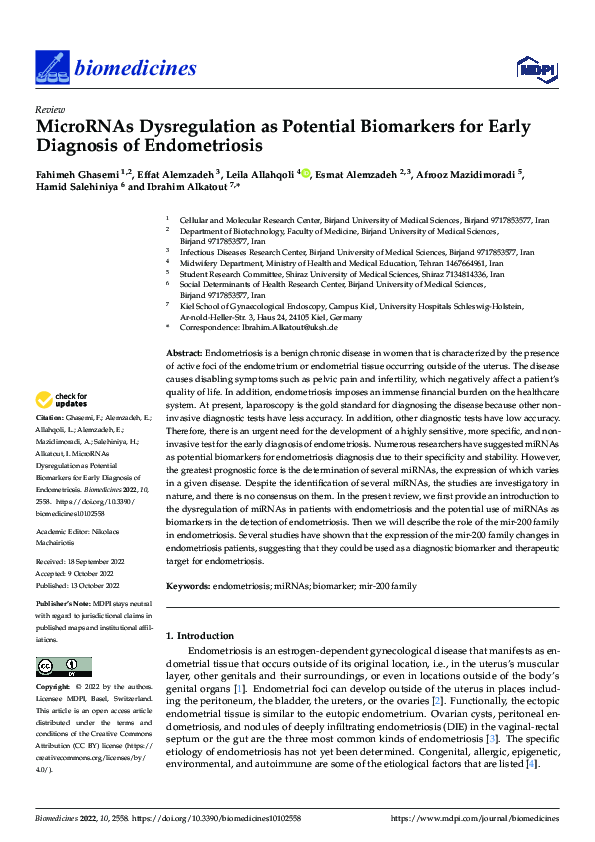 (PDF) MicroRNAs Dysregulation as Potential Biomarkers for Early ...