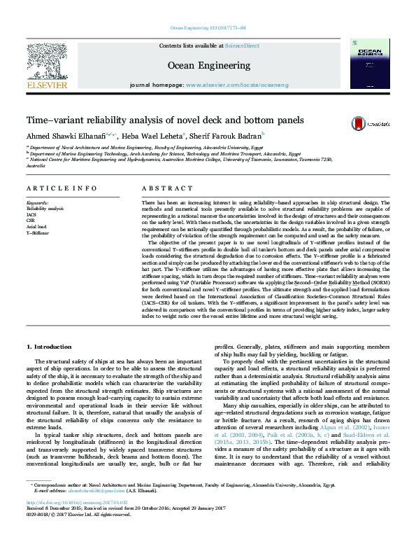 (PDF) Time–variant reliability analysis of novel deck and bottom panels