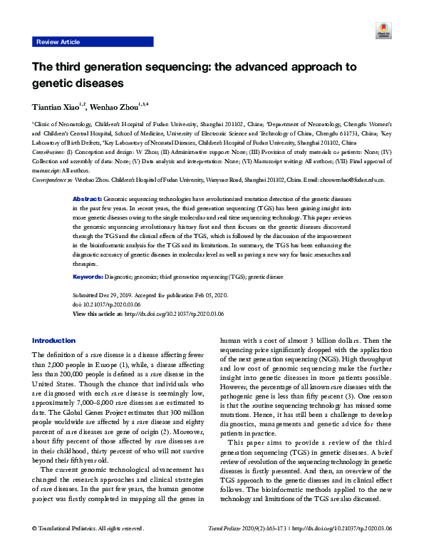 (PDF) The third generation sequencing: the advanced approach to genetic ...