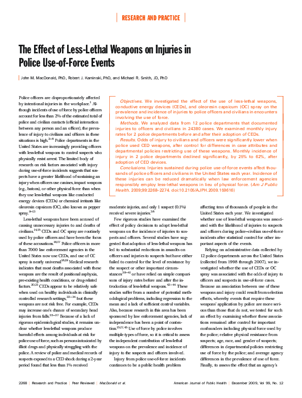 (PDF) The Effect of Less-Lethal Weapons on Injuries in Police Use-of ...