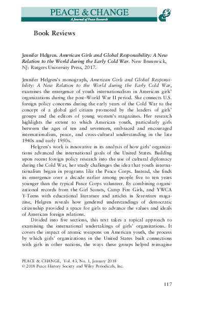 (PDF) Jennifer Helgren. American Girls and Global Responsibility: A New ...