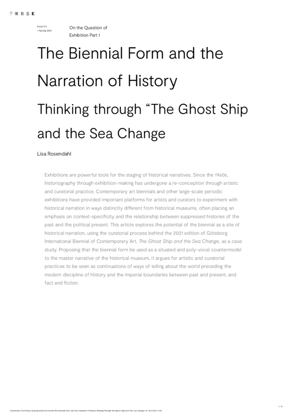 (PDF) The Biennial Form and the Narration of History: Thinking through ...