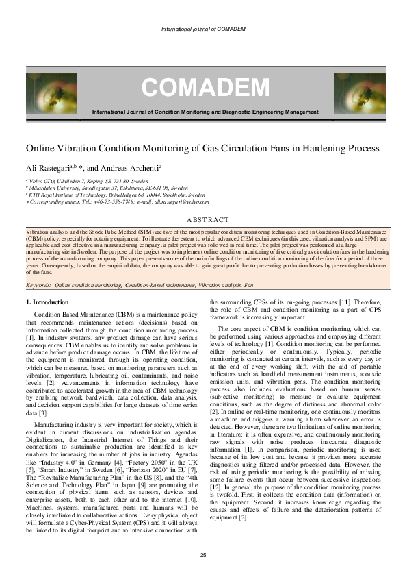 (PDF) Online vibration condition monitoring of gas circulation fans in ...