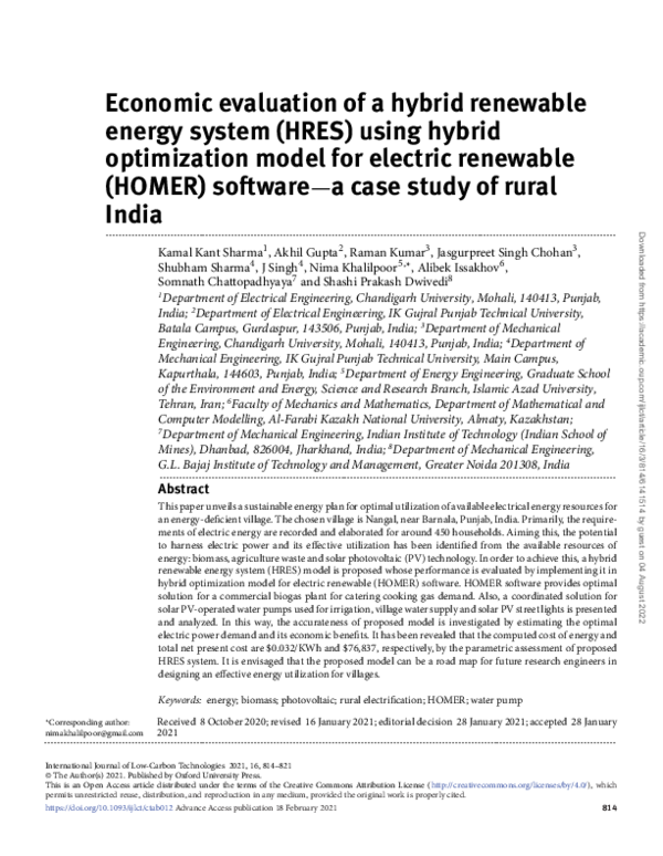 (PDF) Economic evaluation of a hybrid renewable energy system (HRES ...