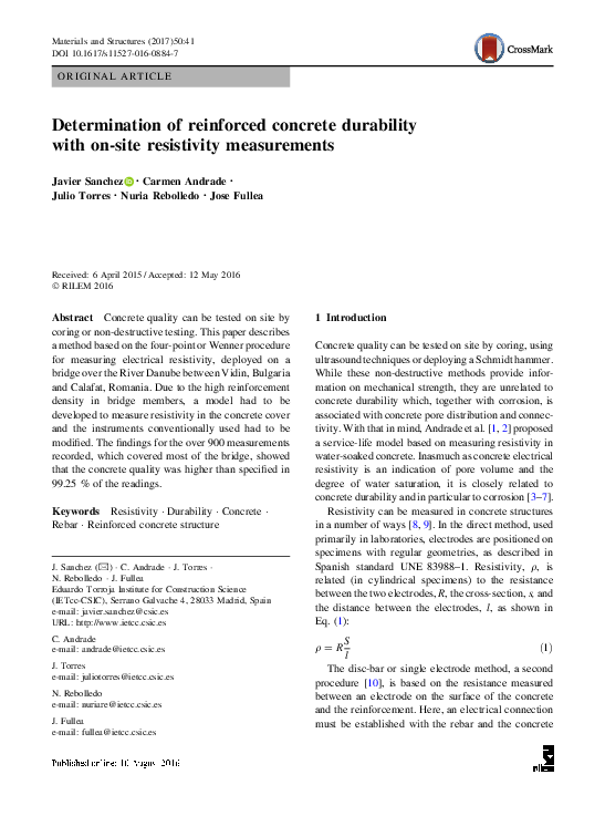 (PDF) Determination of reinforced concrete durability with on-site ...