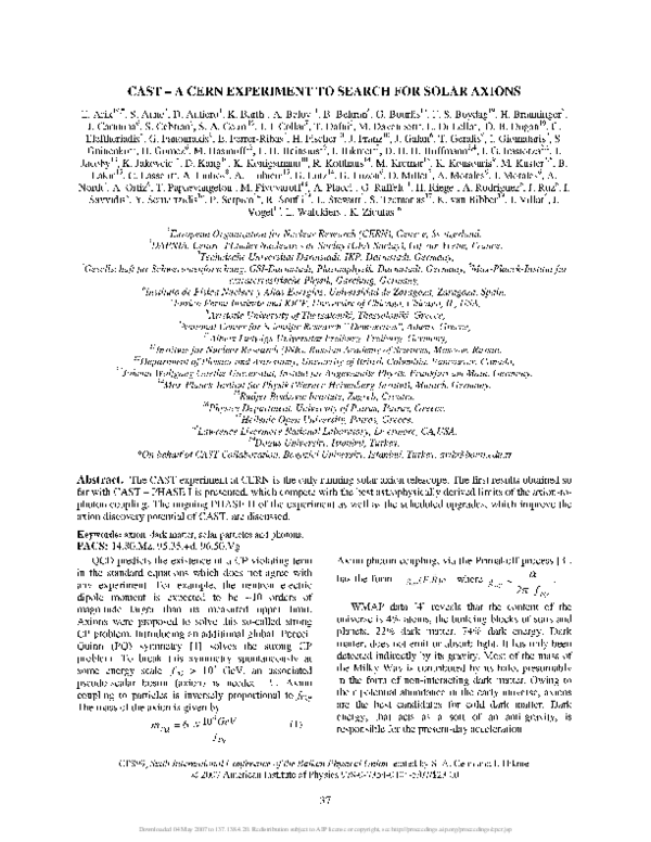 (PDF) Cast - A cern experiment to search for solar axions
