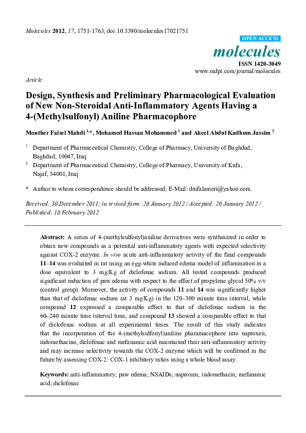 (PDF) Design, Synthesis and Preliminary Pharmacological Evaluation of ...