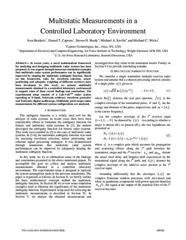 (PDF) Multistatic measurements in a controlled laboratory environment