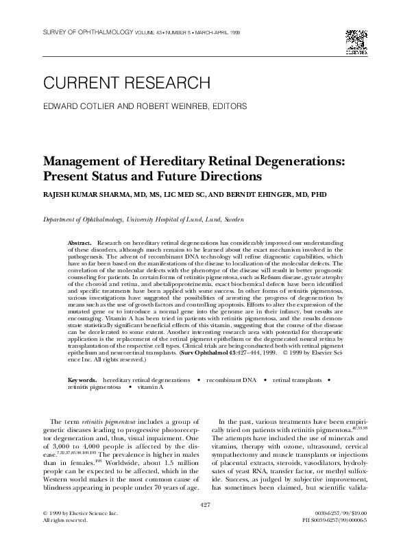 (PDF) Management of Hereditary Retinal Degenerations