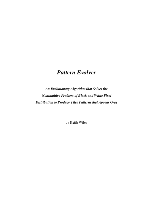 (PDF) Pattern Evolver An Evolutionary Algorithm that Solves the ...