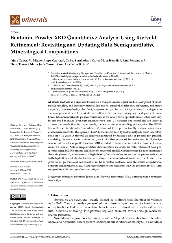 (PDF) Bentonite Powder XRD Quantitative Analysis Using Rietveld ...