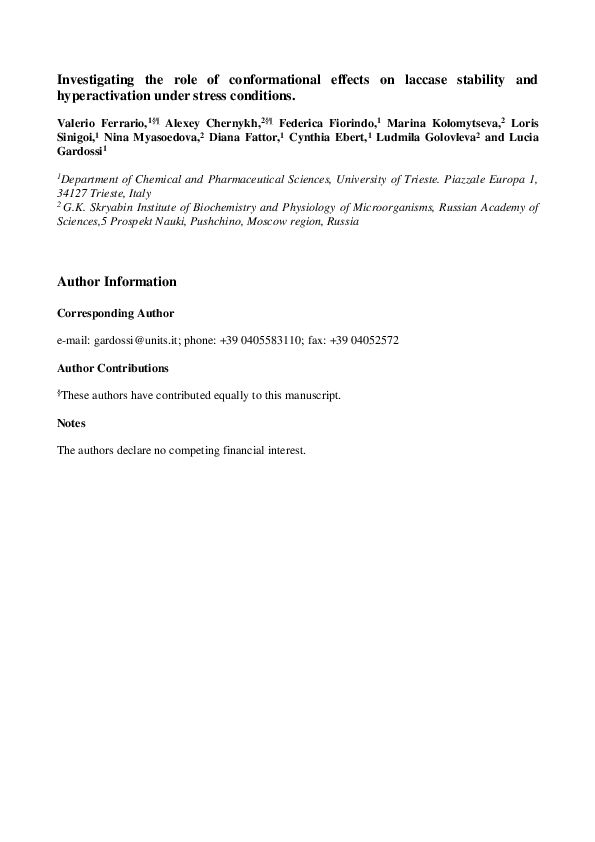 (PDF) Investigating the Role of Conformational Effects on Laccase ...