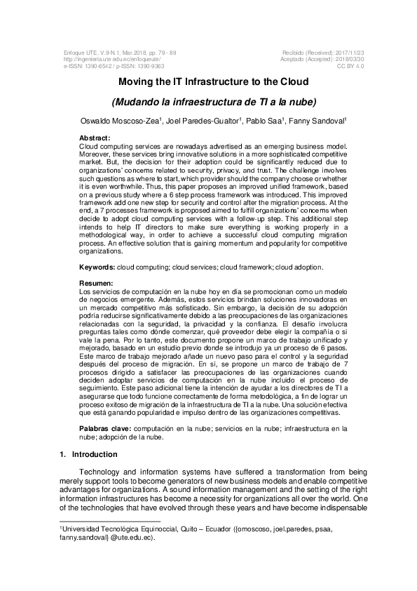 (PDF) Moving the IT Infrastructure to the Cloud