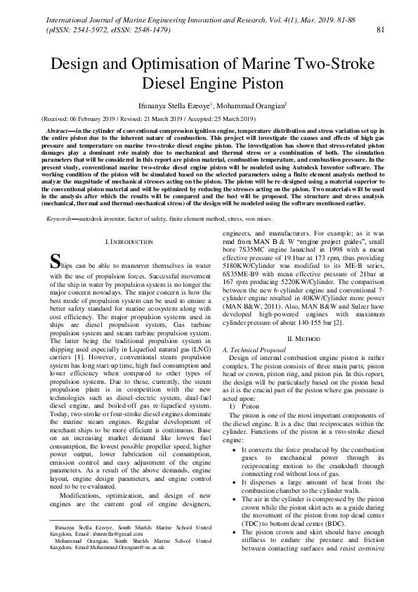 (PDF) Design and Optimisation of Marine two-stroke Diesel Engine Piston
