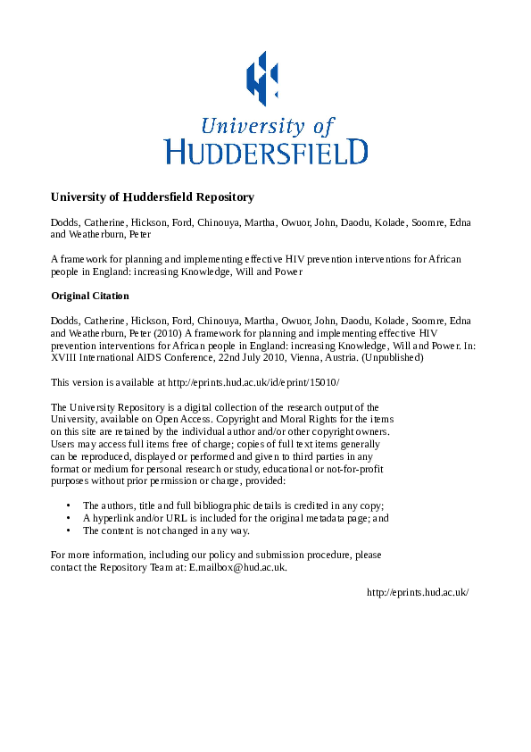 (PDF) A framework for planning and implementing effective HIV ...