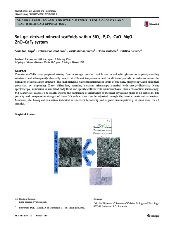 (PDF) Sol–gel-derived mineral scaffolds within SiO2–P2O5–CaO–MgO–ZnO ...