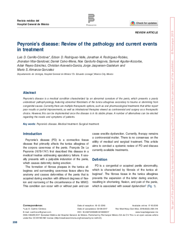 (PDF) Peyronie’s disease: Review of the pathology and current events in ...