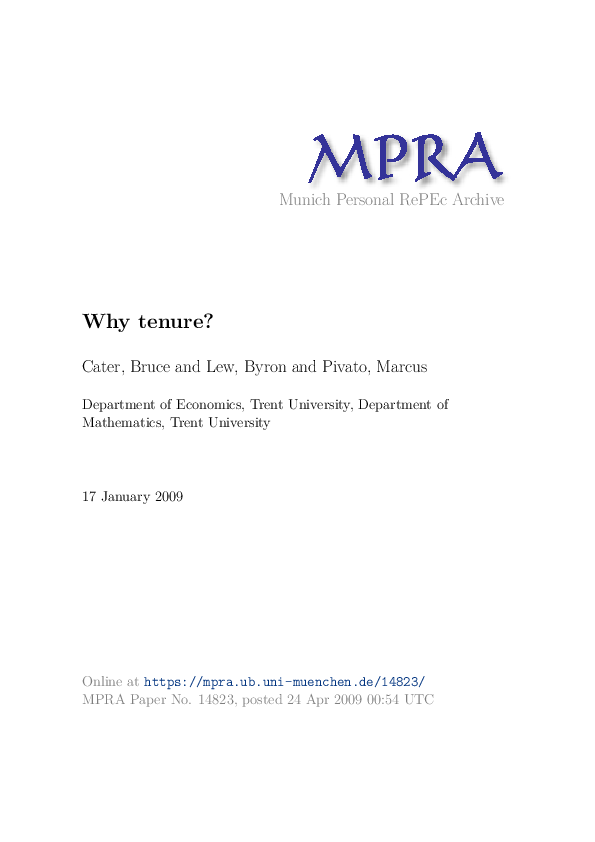 (PDF) Why tenure