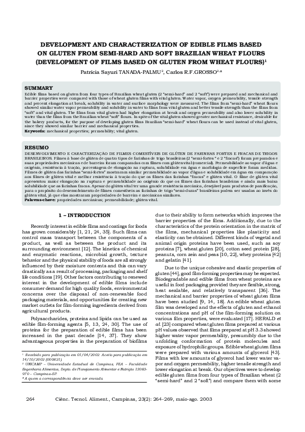 (PDF) Development and characterization of edible films based on gluten ...