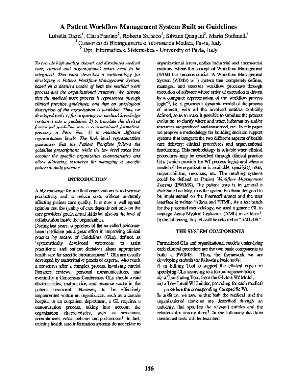 (PDF) A patient workflow management system built on guidelines