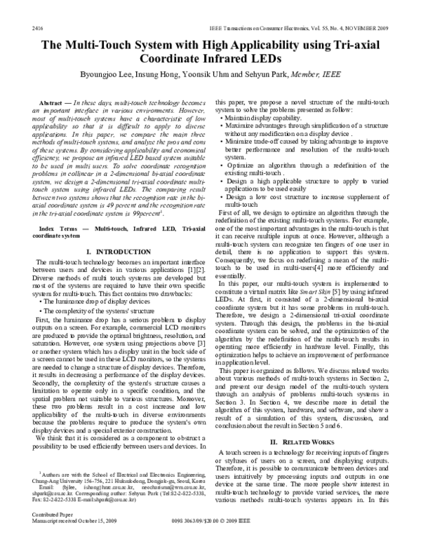 (PDF) The multi-touch system with high applicability using tri-axial ...