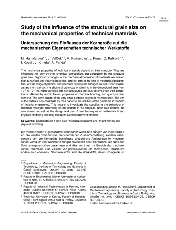 (PDF) Study of the influence of the structural grain size on the ...