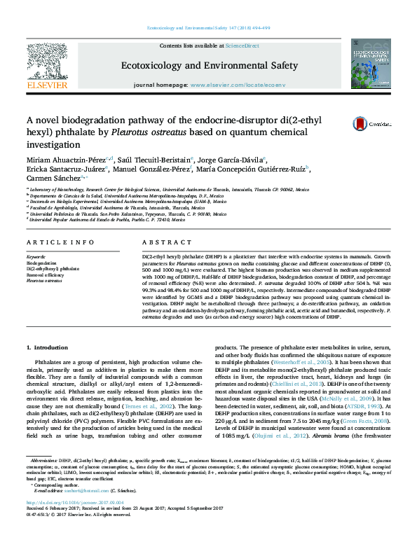 (PDF) A novel biodegradation pathway of the endocrine-disruptor di(2 ...