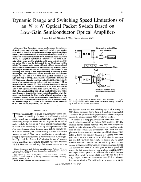 (PDF) Dynamic range and switching speed limitations of an N×N optical ...