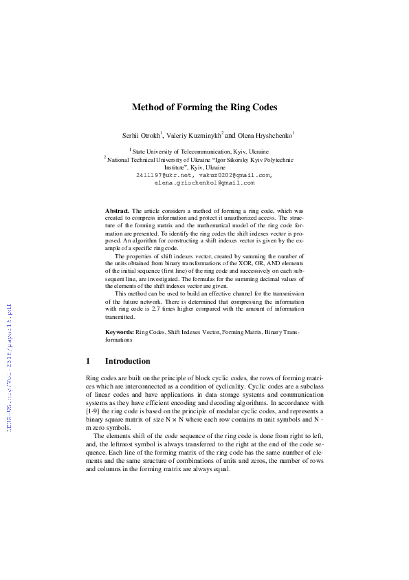 (PDF) Method of Forming the Ring Codes