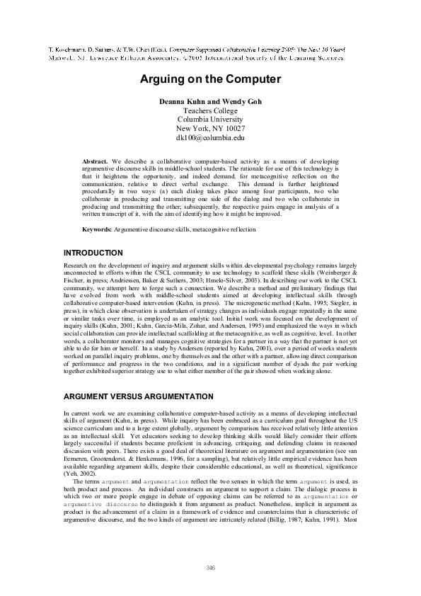 (PDF) Arguing on the computer