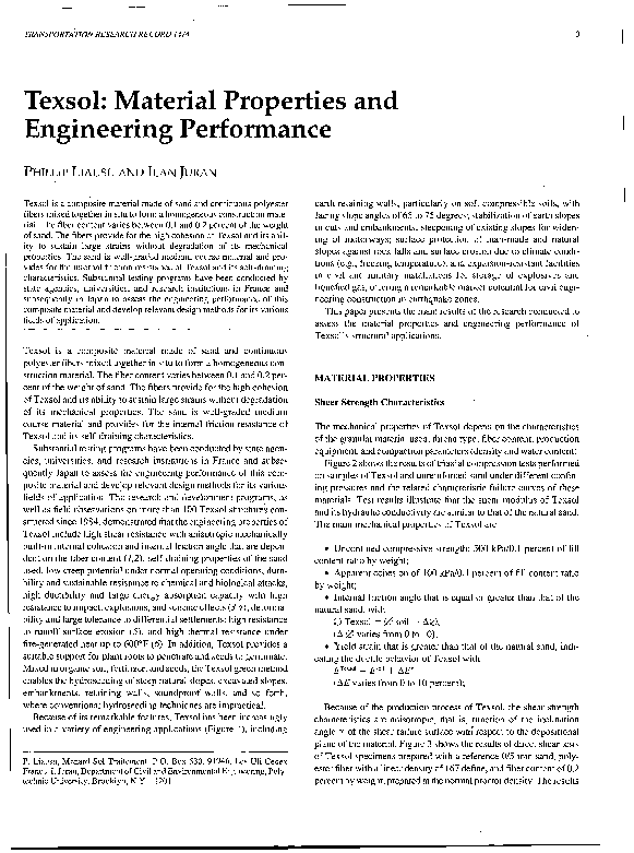 (PDF) Texsol: Material Properties and Engineering Performance