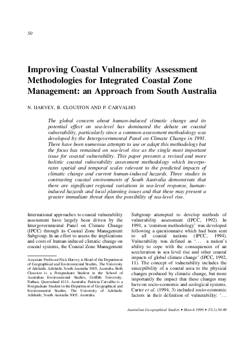 (PDF) Improving Coastal Vulnerability Assessment Methodologies for ...