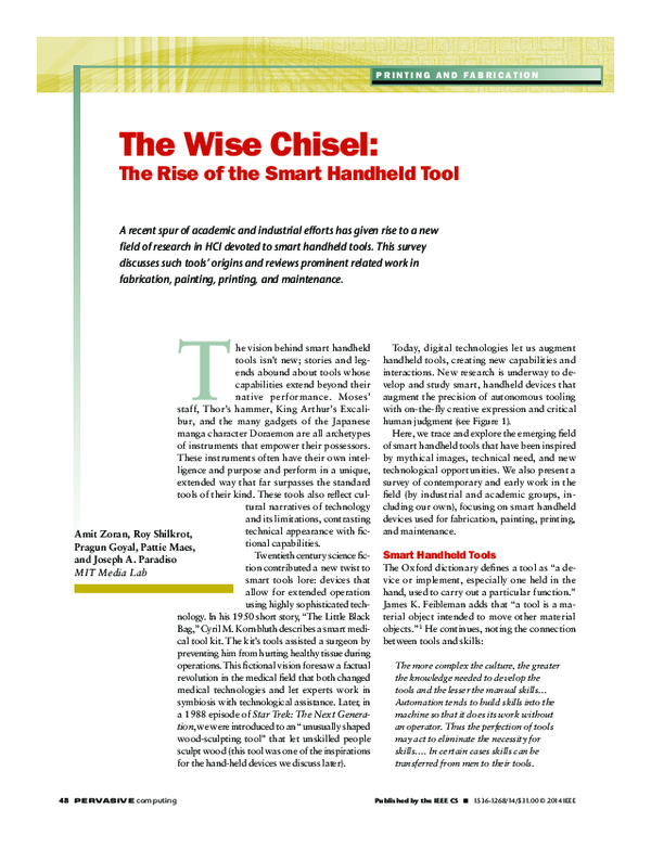(PDF) The Wise Chisel The Rise of the Smart Handheld Tool Joseph