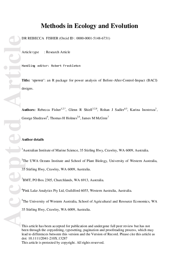 (PDF) epower : An r package for power analysis of Before‐After‐Control ...