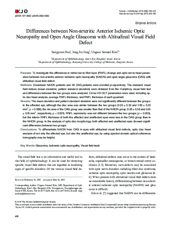 (PDF) Differences between Nonarteritic Anterior Ischemic Optic