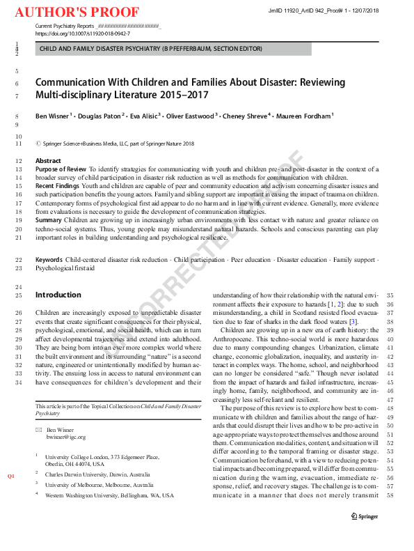 (PDF) Communication With Children and Families About Disaster ...