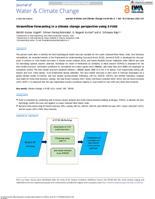(PDF) Streamflow forecasting in a climate change perspective using E-FUSE