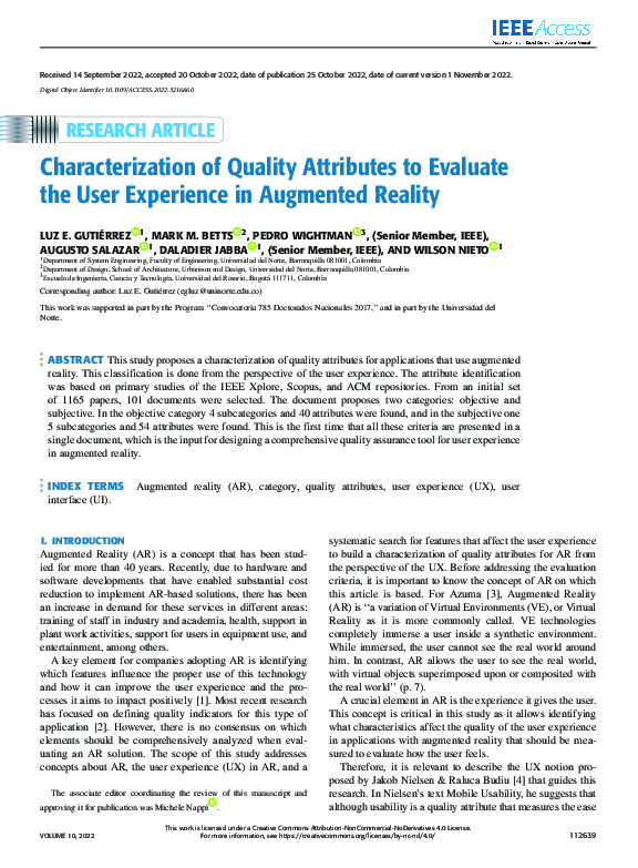 (PDF) Characterization of Quality Attributes to Evaluate the User ...