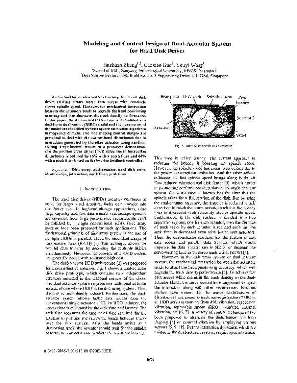 (PDF) Modeling and control design of dual-actuator system for hard disk ...